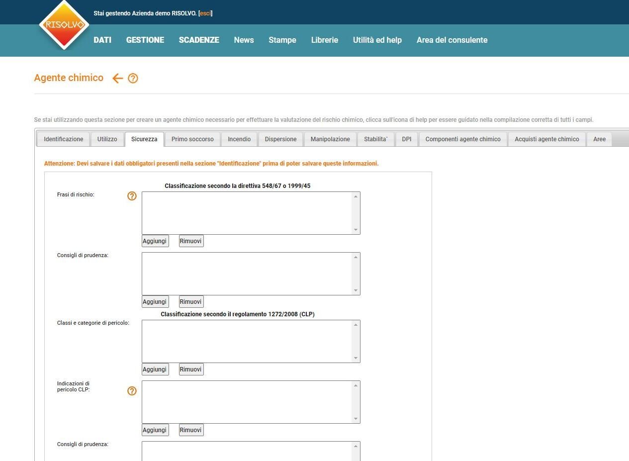 Classificazione agenti chimici Risolvo