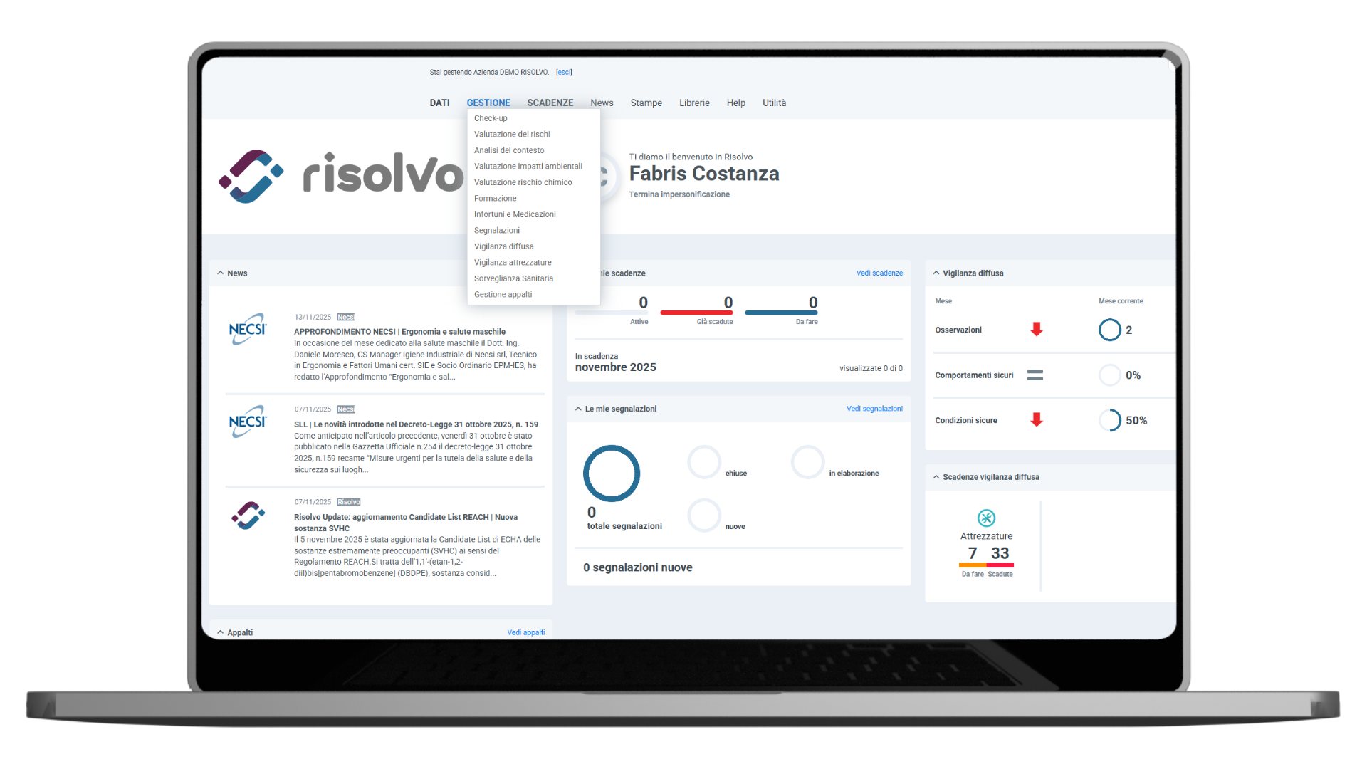 mockup gestione risolvo