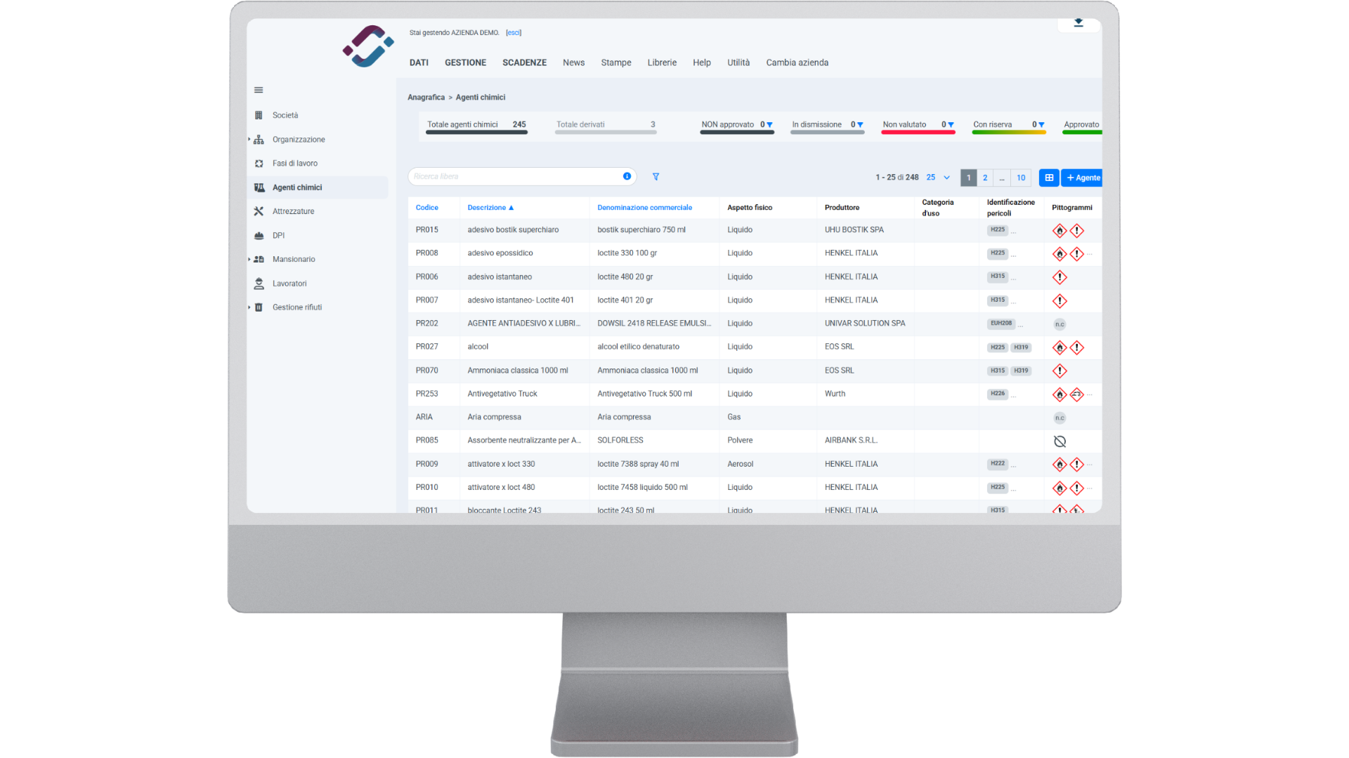 mockup schermata agenti chimici 2025 mockup schermata agenti chimici 2025